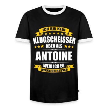 Name Antoine Vorname Klugscheisser Namenstag - Männer Kontrast-T-Shirt - Schwarz/Weiß - Vorne - AI Model Female 172 light (172cm) & AI Model Male 178 light (178cm)
