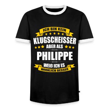 Name Philippe Vorname Klugscheisser Namenstag - Männer Kontrast-T-Shirt - Schwarz/Weiß - Vorne - AI Model Female 172 light (172cm) & AI Model Male 178 light (178cm)