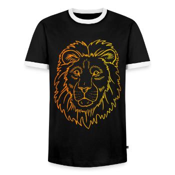 Majestic Lion: King of the Wild Gift - Men's Ringer Shirt - black/white - Front - AI Model Female 172 light (172cm) & AI Model Male 178 light (178cm)