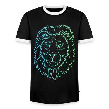 Majestic Lion: King of the Wild Gift - Men's Ringer Shirt - black/white - Front - AI Model Female 172 light (172cm) & AI Model Male 178 light (178cm)
