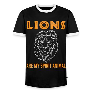 Lions: My Spirit Animal Gift - Men's Ringer Shirt - black/white - Front - AI Model Female 172 light (172cm) & AI Model Male 178 light (178cm)