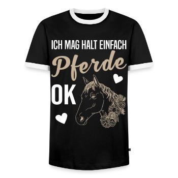 Einfache Liebe zu Pferden - Männer Kontrast-T-Shirt - Schwarz/Weiß - Vorne - AI Model Female 172 light (172cm) & AI Model Male 178 light (178cm)