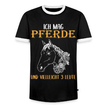 Ich mag Pferde und 3 Leute - Perfektes Geschenk - Männer Kontrast-T-Shirt - Schwarz/Weiß - Vorne - AI Model Female 172 light (172cm) & AI Model Male 178 light (178cm)