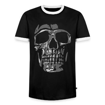 Skull Metal Symbol Heavy Music Gift - Men's Ringer Shirt - black/white - Front - AI Model Female 172 light (172cm) & AI Model Male 178 light (178cm)