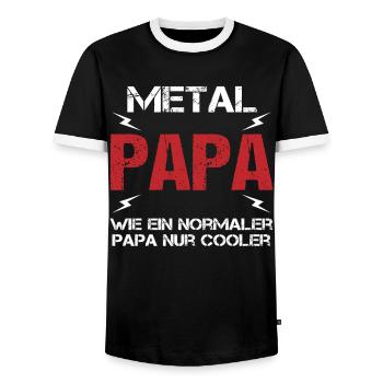 Cooler Metal Papa Musik Vaterliebe Geschenk - Männer Kontrast-T-Shirt - Schwarz/Weiß - Vorne - AI Model Female 172 light (172cm) & AI Model Male 178 light (178cm)