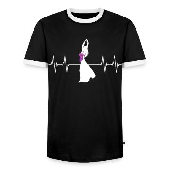 Dance of the Heart - Sensual Belly Dance - Men's Ringer Shirt - black/white - Front - AI Model Female 172 light (172cm) & AI Model Male 178 light (178cm)