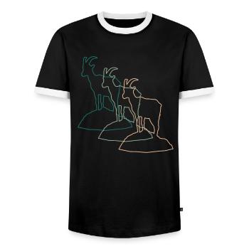 Défilé des chèvres de montagne - Majesté des Alpes - T-shirt contrasté Homme - noir/blanc - Devant - AI Model Female 172 light (172cm) & AI Model Male 178 light (178cm)