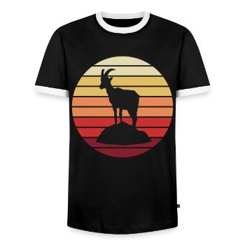 The Mountain Goat - Men's Ringer Shirt - black/white - Front - AI Model Female 172 light (172cm) & AI Model Male 178 light (178cm)