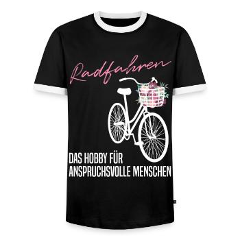 Radfahren - Anspruchsvoll & Edel - Blumen Geschenk - Männer Kontrast-T-Shirt - Schwarz/Weiß - Vorne - AI Model Female 172 light (172cm) & AI Model Male 178 light (178cm)
