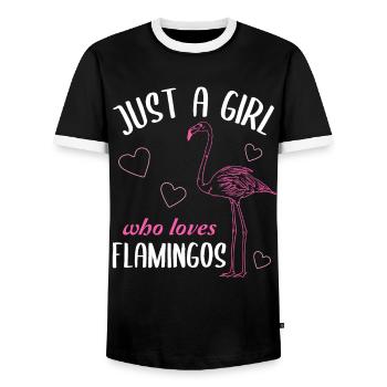 Juste une fille qui aime les flamants roses cadeau - T-shirt contrasté Homme - noir/blanc - Devant - AI Model Female 172 light (172cm) & AI Model Male 178 light (178cm)