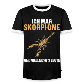 Skorpione und 3 Leute Einzigartige Liebe Geschenk - Männer Kontrast-T-Shirt - Schwarz/Weiß - Vorne - AI Model Female 172 light (172cm) & AI Model Male 178 light (178cm)