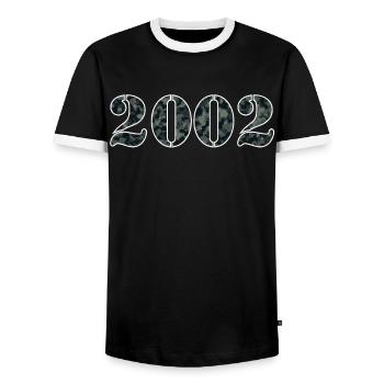 Military Design 2002 Birth Year Gift - Men's Ringer Shirt - black/white - Front - AI Model Female 172 light (172cm) & AI Model Male 178 light (178cm)