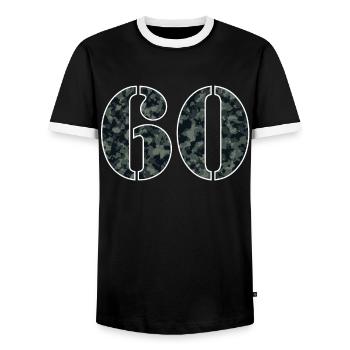 60 Military Optics Impressive Age - Men's Ringer Shirt - black/white - Front - AI Model Female 172 light (172cm) & AI Model Male 178 light (178cm)