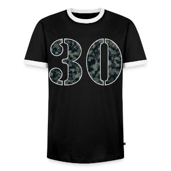 Rugged 30's Military Style Birthday Gift - Men's Ringer Shirt - black/white - Front - AI Model Female 172 light (172cm) & AI Model Male 178 light (178cm)