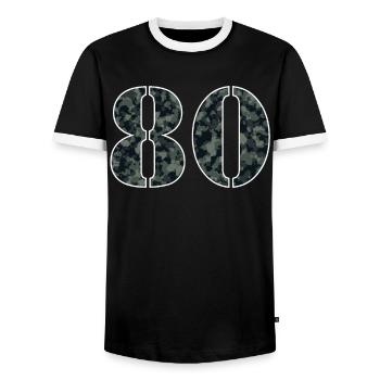 Style militaire anniversaire numéro 80 cadeau - T-shirt contrasté Homme - noir/blanc - Devant - AI Model Female 172 light (172cm) & AI Model Male 178 light (178cm)