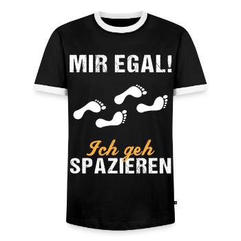 Sorglos Spaziergang Humorvolles Geschenk - Männer Kontrast-T-Shirt - Schwarz/Weiß - Vorne - AI Model Female 172 light (172cm) & AI Model Male 178 light (178cm)