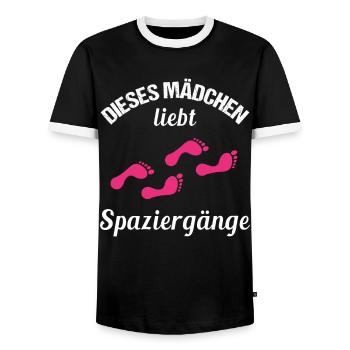 Spaziergang-Liebhaber Mädchenherz Geschenk - Männer Kontrast-T-Shirt - Schwarz/Weiß - Vorne - AI Model Female 172 light (172cm) & AI Model Male 178 light (178cm)
