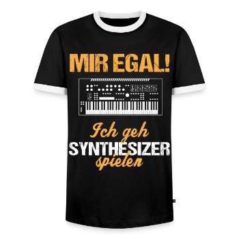 Mir egal Synthesizer Spielen Musik Geschenk - Männer Kontrast-T-Shirt - Schwarz/Weiß - Vorne - AI Model Female 172 light (172cm) & AI Model Male 178 light (178cm)
