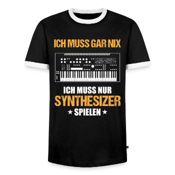 Muss nur Synthesizer spielen Musikliebhaber - Männer Kontrast-T-Shirt - Schwarz/Weiß - Vorne - AI Model Female 172 light (172cm) & AI Model Male 178 light (178cm)