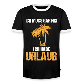 Palmen Urlaubsfreiheit Muss Nix Geschenk - Männer Kontrast-T-Shirt - Schwarz/Weiß - Vorne - AI Model Female 172 light (172cm) & AI Model Male 178 light (178cm)