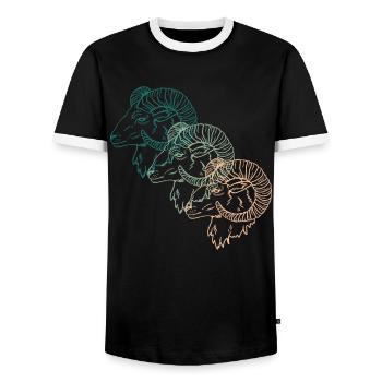 Drei Widder Trio Astrologie Sternzeichen Geschenk - Männer Kontrast-T-Shirt - Schwarz/Weiß - Vorne - AI Model Female 172 light (172cm) & AI Model Male 178 light (178cm)