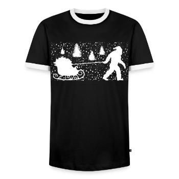 Miesepeter Weihnachtsschlitten Festliche Fahrt - Männer Kontrast-T-Shirt - Schwarz/Weiß - Vorne - AI Model Female 172 light (172cm) & AI Model Male 178 light (178cm)
