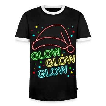 Glow Glow Glow Chapeau de Père Noël lumineux - T-shirt contrasté Homme - noir/blanc - Devant - AI Model Female 172 light (172cm) & AI Model Male 178 light (178cm)