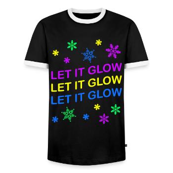 Let it Glow Bunte Schneeflocken Festlich - Männer Kontrast-T-Shirt - Schwarz/Weiß - Vorne - AI Model Female 172 light (172cm) & AI Model Male 178 light (178cm)