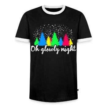 Buntes Tannenwald Glowly Night Kunst - Männer Kontrast-T-Shirt - Schwarz/Weiß - Vorne - AI Model Female 172 light (172cm) & AI Model Male 178 light (178cm)