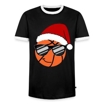 Cool Basketball Christmas Sunglasses - Men's Ringer Shirt - black/white - Front - AI Model Female 172 light (172cm) & AI Model Male 178 light (178cm)