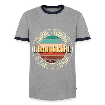 Beau Frère Homme Humour Beauf Idée Cadeau Drôle - T-shirt contrasté Homme - gris/marine  - Devant - AI Model Female 172 light (172cm) & AI Model Male 178 light (178cm)