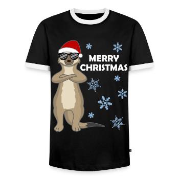 Merry Slothmas – Salutations de Noël paresseux - T-shirt contrasté Homme - noir/blanc - Devant - AI Model Female 172 light (172cm) & AI Model Male 178 light (178cm)