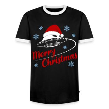 UFO Bonnet Joyeux Noël Galactic Fun - T-shirt contrasté Homme - noir/blanc - Devant - AI Model Female 172 light (172cm) & AI Model Male 178 light (178cm)