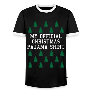 Christmas Forest Official Pajama Shirt - Men's Ringer Shirt - black/white - Front - AI Model Female 172 light (172cm) & AI Model Male 178 light (178cm)