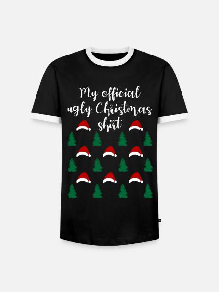 Lustiger Weihnachtswald Weihnachtsshirt - Männer Kontrast-T-Shirt - Schwarz/Weiß