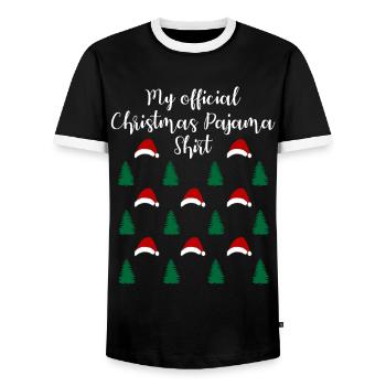 Waldweihnacht mit Mützen Offizielles Schlafshirt - Männer Kontrast-T-Shirt - Schwarz/Weiß - Vorne - AI Model Female 172 light (172cm) & AI Model Male 178 light (178cm)