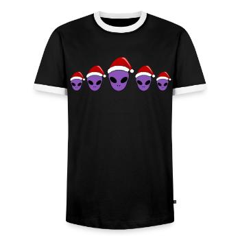 Weihnachtliche Alien Köpfe Lustiges Geschenk - Männer Kontrast-T-Shirt - Schwarz/Weiß - Vorne - AI Model Female 172 light (172cm) & AI Model Male 178 light (178cm)