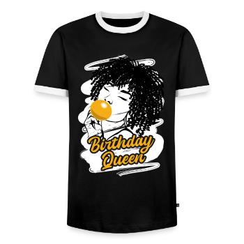 Vilaine diva d’anniversaire qui aime faire la fête - T-shirt contrasté Homme - noir/blanc - Devant - AI Model Female 172 light (172cm) & AI Model Male 178 light (178cm)