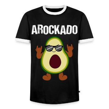 Rocking Avocado Cool Music Loving - Men's Ringer Shirt - black/white - Front - AI Model Female 172 light (172cm) & AI Model Male 178 light (178cm)