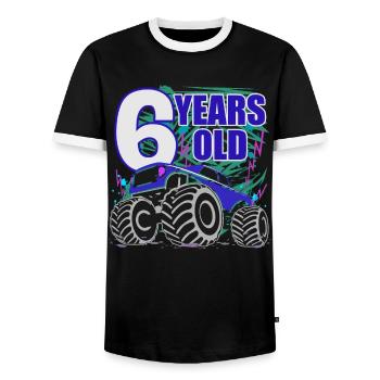 6 years and Monster Truck Champion - Men's Ringer Shirt - black/white - Front - AI Model Female 172 light (172cm) & AI Model Male 178 light (178cm)