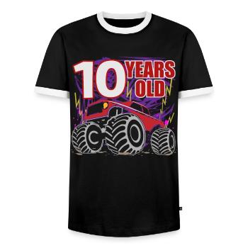 10e anniversaire Monster Truck Bash - T-shirt contrasté Homme - noir/blanc - Devant - AI Model Female 172 light (172cm) & AI Model Male 178 light (178cm)