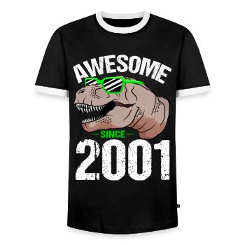 T-Rex Party Star Retro Look Geschenk - Männer Kontrast-T-Shirt - Schwarz/Weiß - Vorne - AI Model Female 172 light (172cm) & AI Model Male 178 light (178cm)