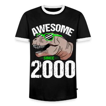 T-Rex Party Star Retro Look Geschenk - Männer Kontrast-T-Shirt - Schwarz/Weiß - Vorne - AI Model Female 172 light (172cm) & AI Model Male 178 light (178cm)