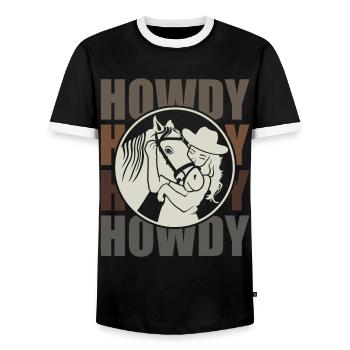 Horse and Rider - One Heart and One Soul - Men's Ringer Shirt - black/white - Front - AI Model Female 172 light (172cm) & AI Model Male 178 light (178cm)