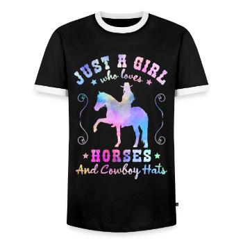 Pferdeliebe - Stilvoller Western-Charme - Männer Kontrast-T-Shirt - Schwarz/Weiß - Vorne - AI Model Female 172 light (172cm) & AI Model Male 178 light (178cm)
