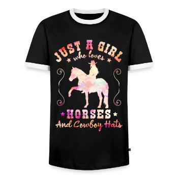 Pferdeliebe - Stilvoller Western-Charme - Männer Kontrast-T-Shirt - Schwarz/Weiß - Vorne - AI Model Female 172 light (172cm) & AI Model Male 178 light (178cm)