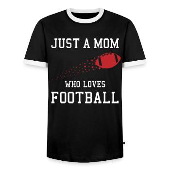 Football Mama Highlight - Männer Kontrast-T-Shirt - Schwarz/Weiß - Vorne - AI Model Female 172 light (172cm) & AI Model Male 178 light (178cm)