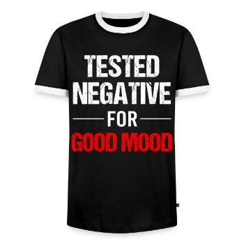 Good mood - sunshine in the heart - Men's Ringer Shirt - black/white - Front - AI Model Female 172 light (172cm) & AI Model Male 178 light (178cm)