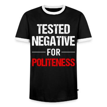 Poli? Négatif! Vraiment! - T-shirt contrasté Homme - noir/blanc - Devant - AI Model Female 172 light (172cm) & AI Model Male 178 light (178cm)