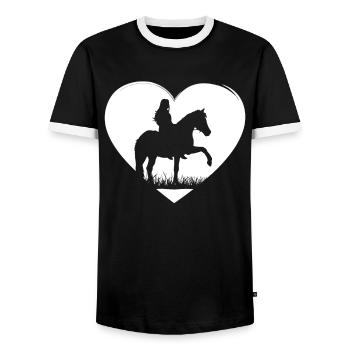 Heart Rider Horse Happiness - Men's Ringer Shirt - black/white - Front - AI Model Female 172 light (172cm) & AI Model Male 178 light (178cm)
